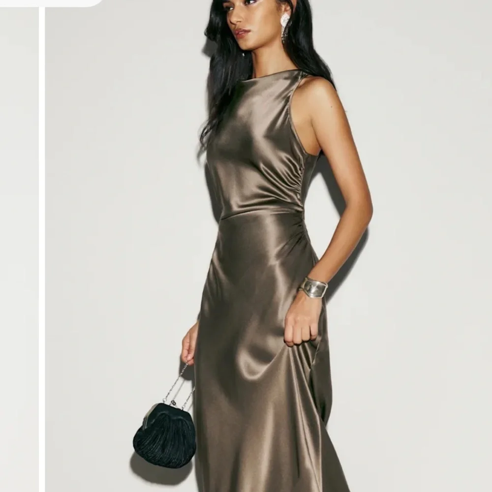 Reformation Elegant Satin Evening Gown Anaiis Silk Dress Morel NWT size 8 New - Picture 4 of 13